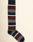 Burgundy blue striped stretch cotton sock