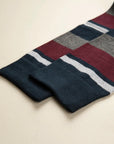Burgundy blue striped stretch cotton sock