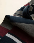 Burgundy blue striped stretch cotton sock