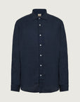 Navy blue linen custom fit shirt