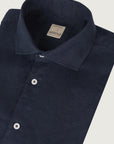 Navy blue linen custom fit shirt