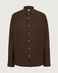 Custom fit dark brown linen shirt