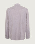 Dark brown shirt with white collar, linen and cotton, custom fit