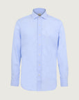 Light blue striped non-iron cotton slim fit shirt
