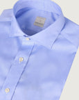 Slim-fit, non-iron, light blue cotton shirt