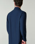 Dark blue shirt in custom fit performance fabric