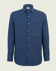Slim fit cotton poplin air force blue shirt