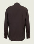 Slim fit dark brown cotton poplin shirt