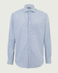 Blue and white checked cotton comfort fit shirt