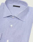 Blue and white checked cotton comfort fit shirt