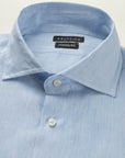 Custom Fit Light Blue Linen Shirt