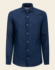 Custom Fit Blue Linen Shirt