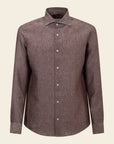 Brown Linen Custom Fit Shirt