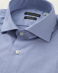 White Micro-Design Slim-Fit Cotton Air Force Blue Shirt