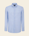 White Shirt With A Light Blue Micro-Pattern, Slim Fit Cotton