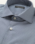Blue Shirt With Contrasting Micro-Pattern, Regular Fit, Cotton