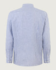 Custom fit blue and white linen and cotton shirt