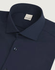 Dark blue shirt in custom fit performance fabric
