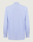 Light blue and white striped shirt in performance fabric, custom fit