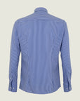 Blue and white striped shirt in custom fit performance fabric