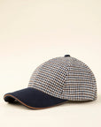 Cappello baseball blu pied de poule misto lana-Angelico