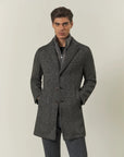 Unlined grey jersey coat with removable bib