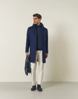 Blue wool blend car coat