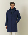 Blue wool blend car coat
