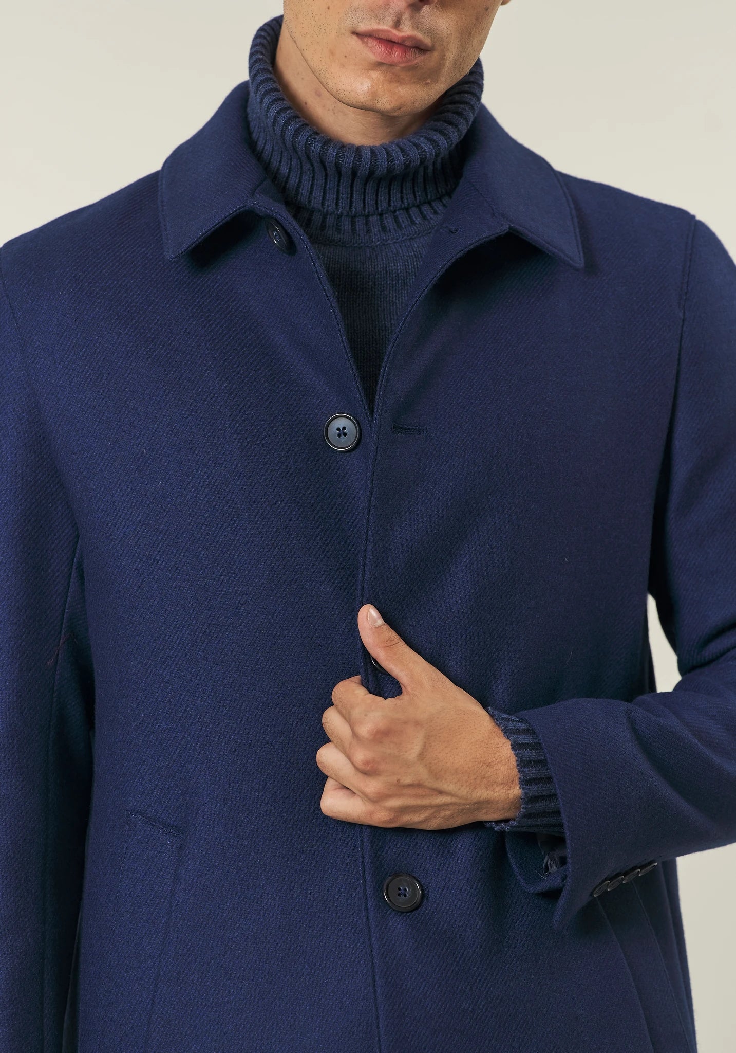 Cappotto car coat bluette misto lana-Angelico