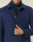 Cappotto car coat bluette misto lana-Angelico