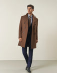Double-breasted tobacco coat in a wool blend