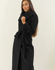 Black cashmere blend coat with ring collar