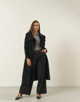 Black cashmere blend coat with ring collar