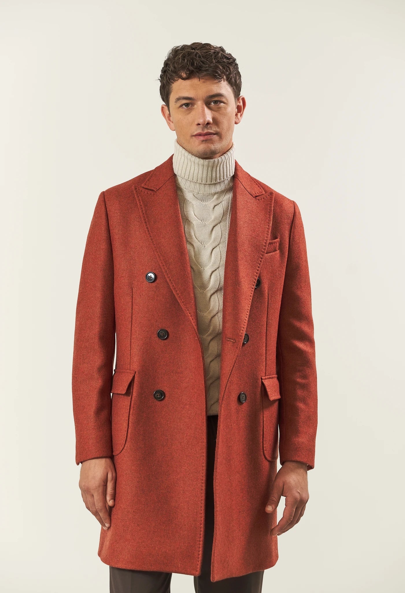 Brick red double-breasted wool blend coat – ANGELICO Brick red double-breasted wool blend coat – ANGELICO