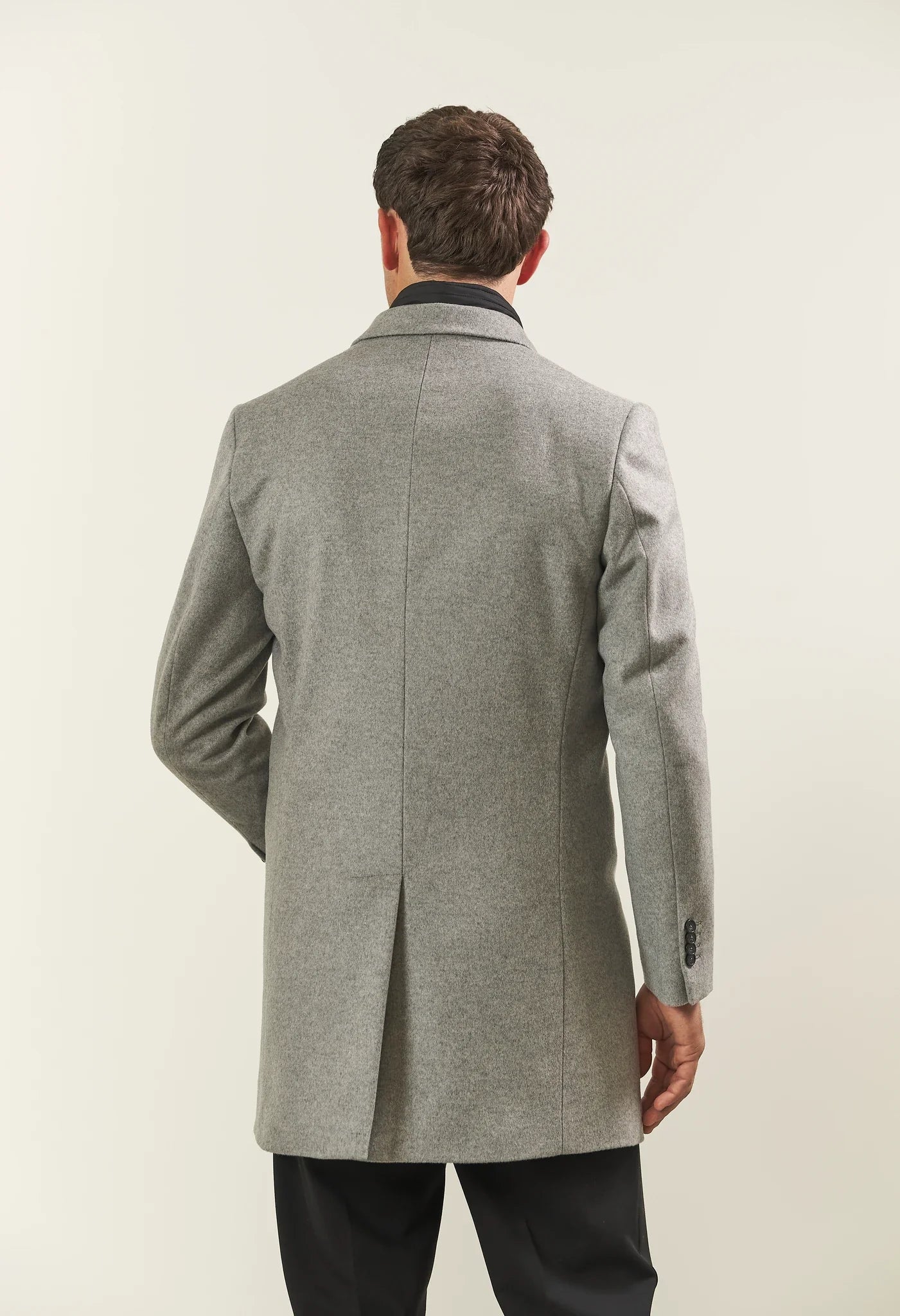 Light gray cashmere blend coat with detachable bib