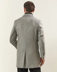 Light gray cashmere blend coat with detachable bib