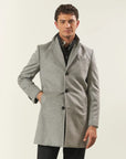 Light gray cashmere blend coat with detachable bib