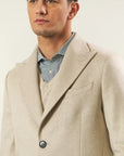 Natural cashmere blend coat with spear tips