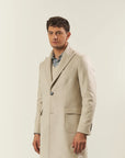 Natural cashmere blend coat with spear tips