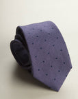 Purple Tie With Blue Polka Dots And Silk Linen