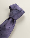 Purple Tie With Blue Polka Dots And Silk Linen