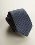 Midnight Blue Formal Tie With White Micro-Pattern