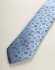 Blue Silk Tie With Blue Flowers