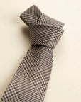 Dark brown cream Wales wool silk tie
