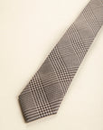 Dark brown cream Wales wool silk tie