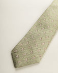 Greenish Tie With Beige Drops And Silk And Cotton