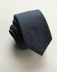 Midnight blue tie with white micro-pattern silk