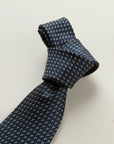 Midnight blue tie with white micro-pattern silk