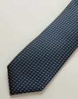 Midnight blue tie with white micro-pattern silk