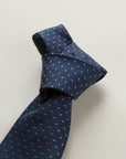 Blue silk tie with boat pattern